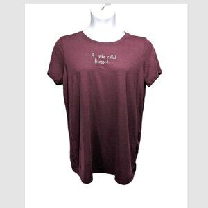 NWOT Torrid A Vibe Called Blessed Slim Fit Crew Tee Burgundy Purple Plus 1X